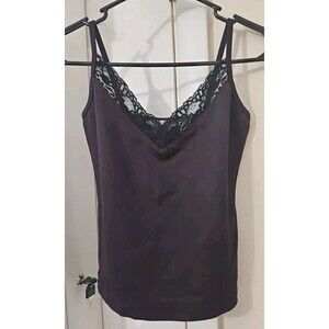 Currants Y2K Purple  and Black Lace V Neck Cami Top Juniors Size M